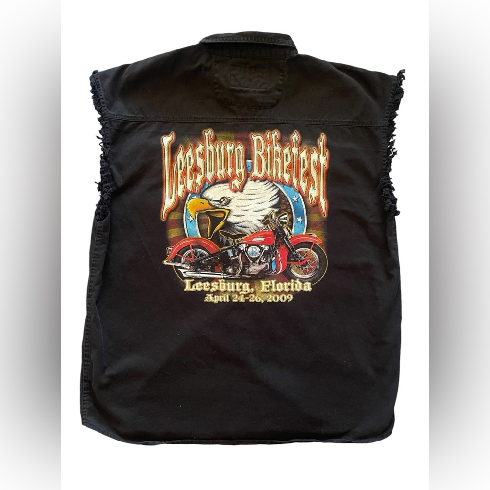 Leesburg bikerfest button up motorcycle shirt